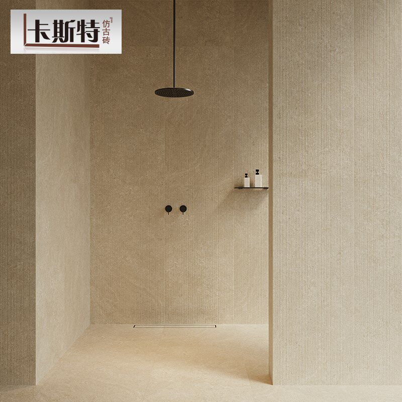 奶油色拉丝卫生间墙砖酒店餐厅拉槽通体砖瓷砖院子外墙砖浴室地砖