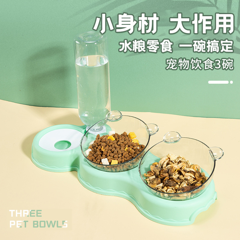 宠物双碗自动饮水器6件套 猫咪饮水碗不湿嘴防洒落猫碗Z狗碗猫食