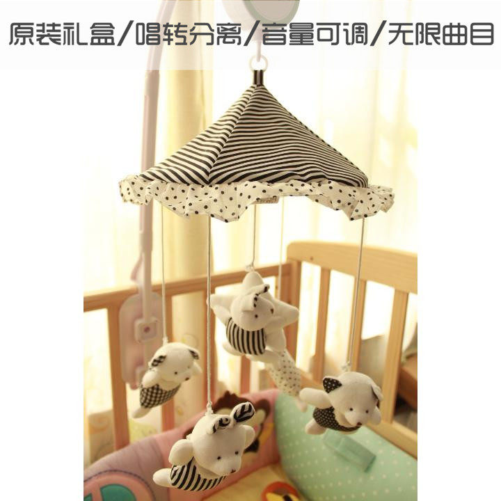 包邮床铃婴儿布艺音乐旋转宝宝毛绒床挂0-1岁床U头铃初生儿玩具