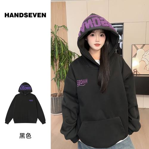 春秋季美式复古爆款字母刺绣卫衣