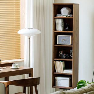 全实木全身镜黑胡桃木p家用落地玄关穿衣镜旋转镜柜收纳书柜多功