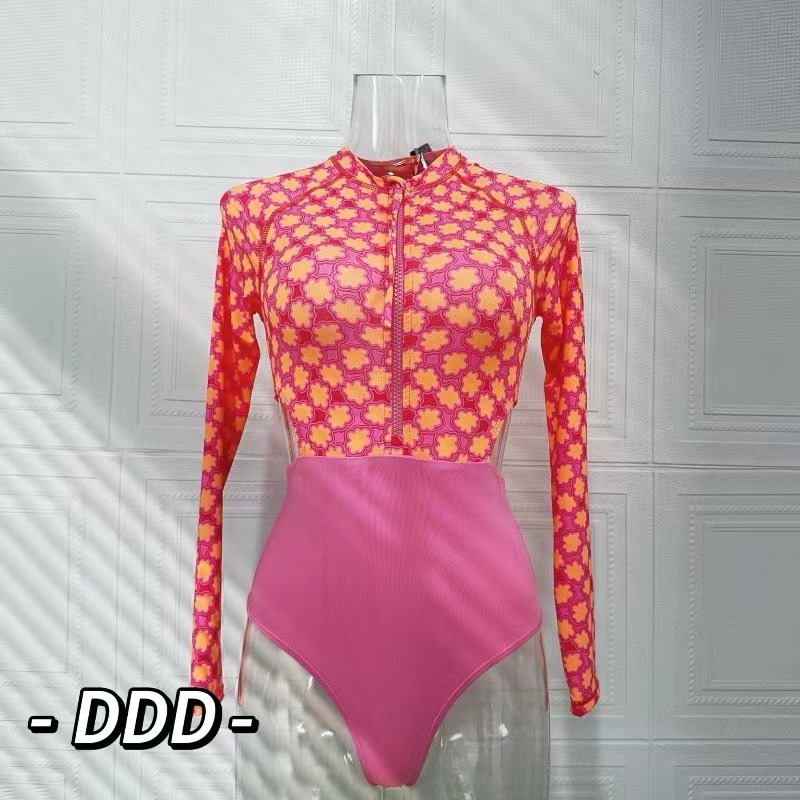豆豆丁TcHAT高端女士三角连体游泳衣防晒长袖拉链冲浪潜水服带胸
