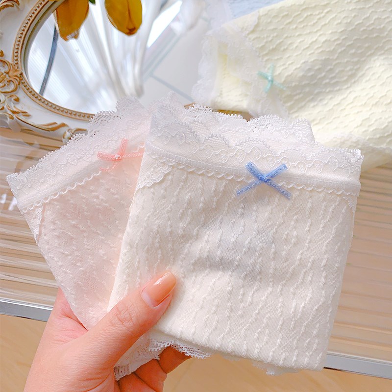 小森茶14cm加长裆甜美少女纯棉内裤10A抗菌中腰蕾丝包臀A类棉