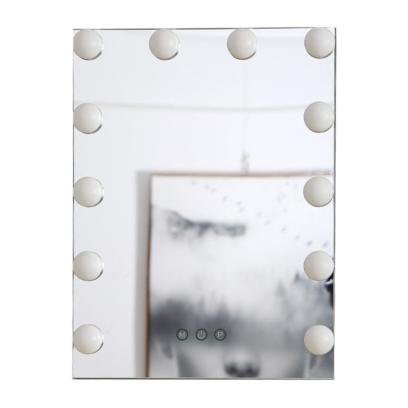 米卡化妆镜带灯泡大号方形壁挂led镜定制梳妆美容镜补光公主镜子