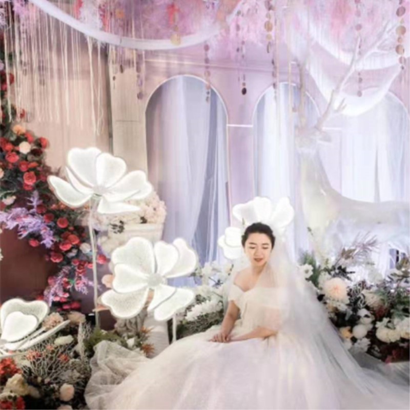 新款婚庆道具路引发光牡丹路引灯光花瓣路引新款婚庆路引灯