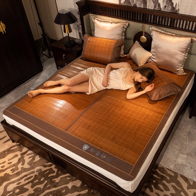 新款凉席碳化竹席可折叠竹凉席双面藤席家用学生宿舍单人席子草席