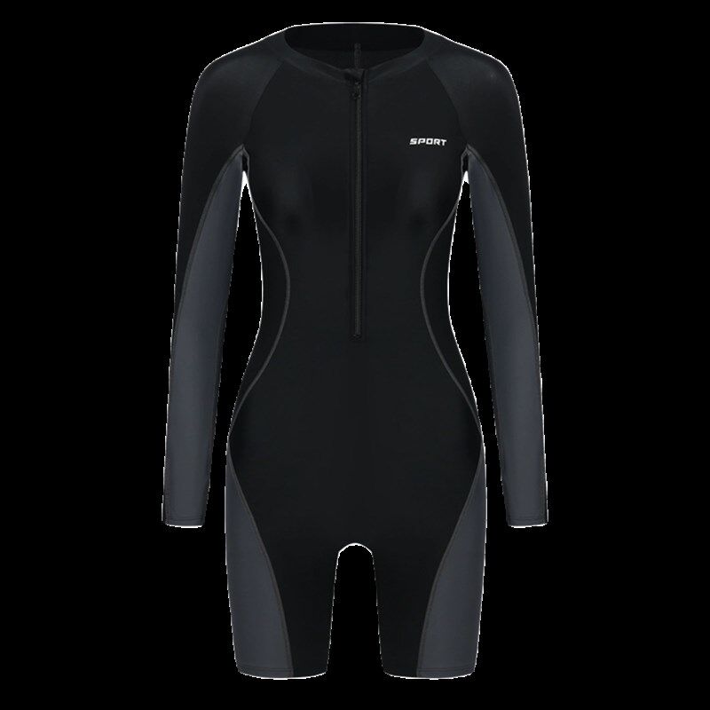 长袖泳衣女游泳馆专用2024新款连体专业游泳衣竞速大码女款五分裤