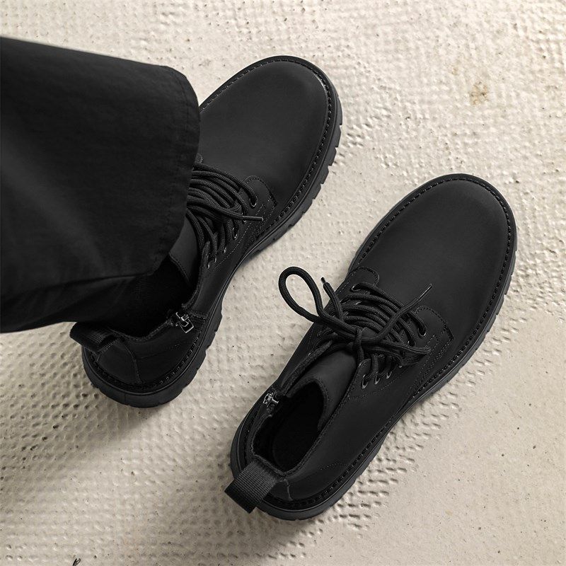 马丁靴男款2024新款冬季加绒加厚男鞋黑色保暖工装靴厚底男士棉鞋