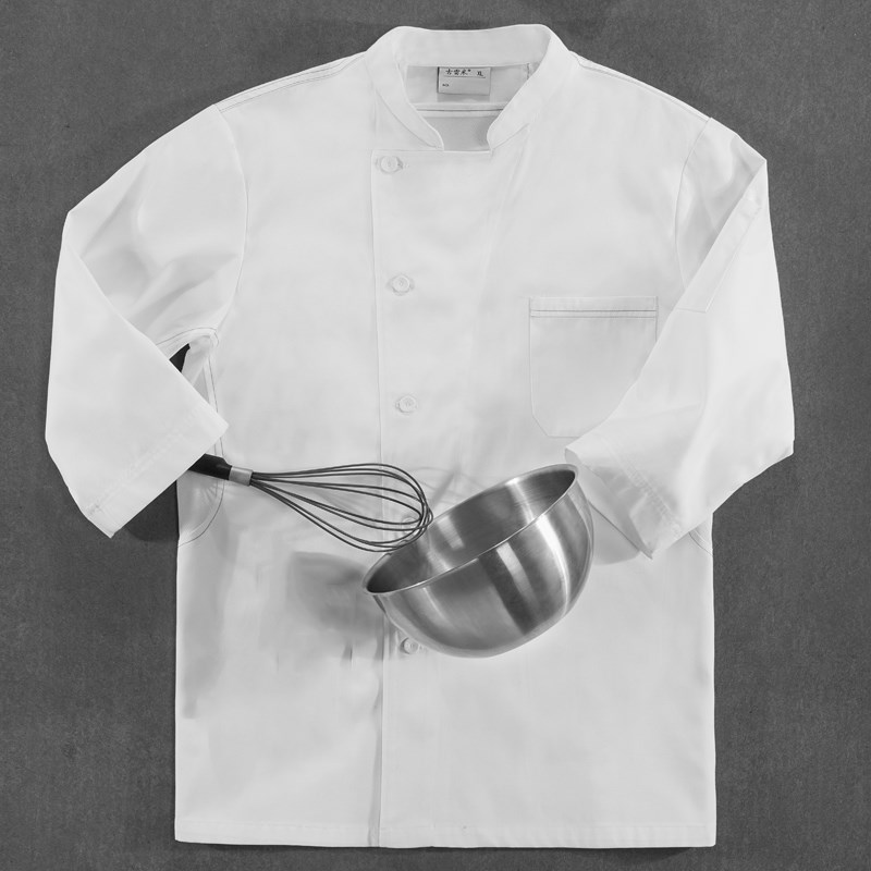 厨师工作服男春夏中国风七分袖酒店饭店餐饮烘焙店后厨厨师服长袖