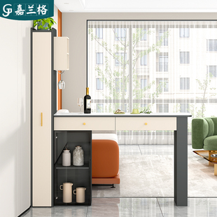 家用岩板吧台桌现代简约高脚长条桌客厅吧台酒柜隔断柜一体小户型