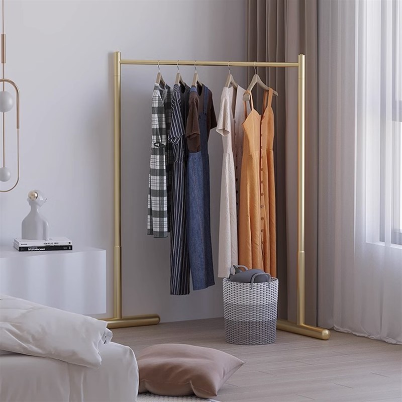 凉衣架阳台家用落地折叠简易单杠儿童晒衣杆转角小型网红衣帽架子