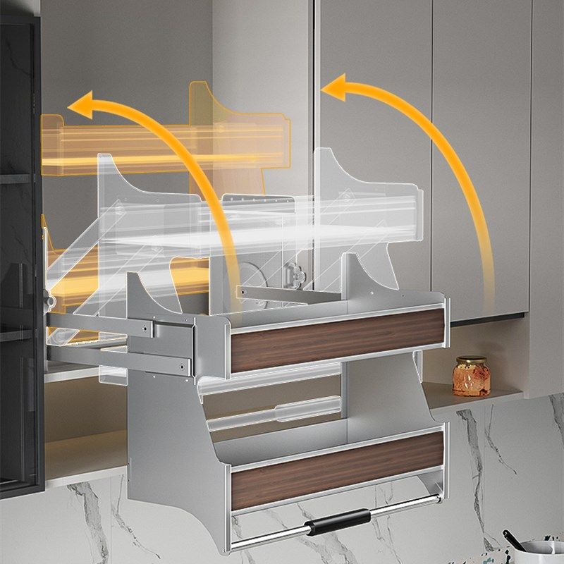 白金墙柜可调篮厨房柜下拉调味篮顶柜上下缓冲伸缩储物架