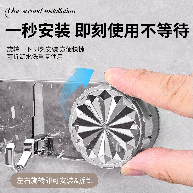 新款免打孔吸盘长排挂钩门后浴室墙壁收纳挂钩架子五连排粘钩