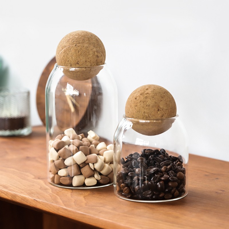 日式软木塞玻璃密封罐透明密封瓶储物瓶五谷杂粮咖啡瓶家用收纳罐