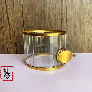 空气灯上链灯玻璃罩 茶灯脚架罩防风罩条纹 N明火挡风罩茶具铜茶