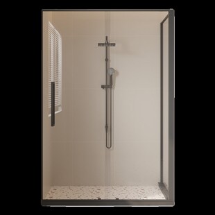 极窄方形L型整体淋浴房卫生间干湿分离隔断浴室玻璃推拉移门浴屏