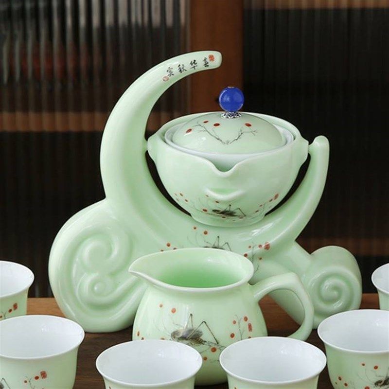懒人泡茶器陶瓷自动茶具套装逍遥泡防烫茶壶摇篮冲茶家用功夫茶具