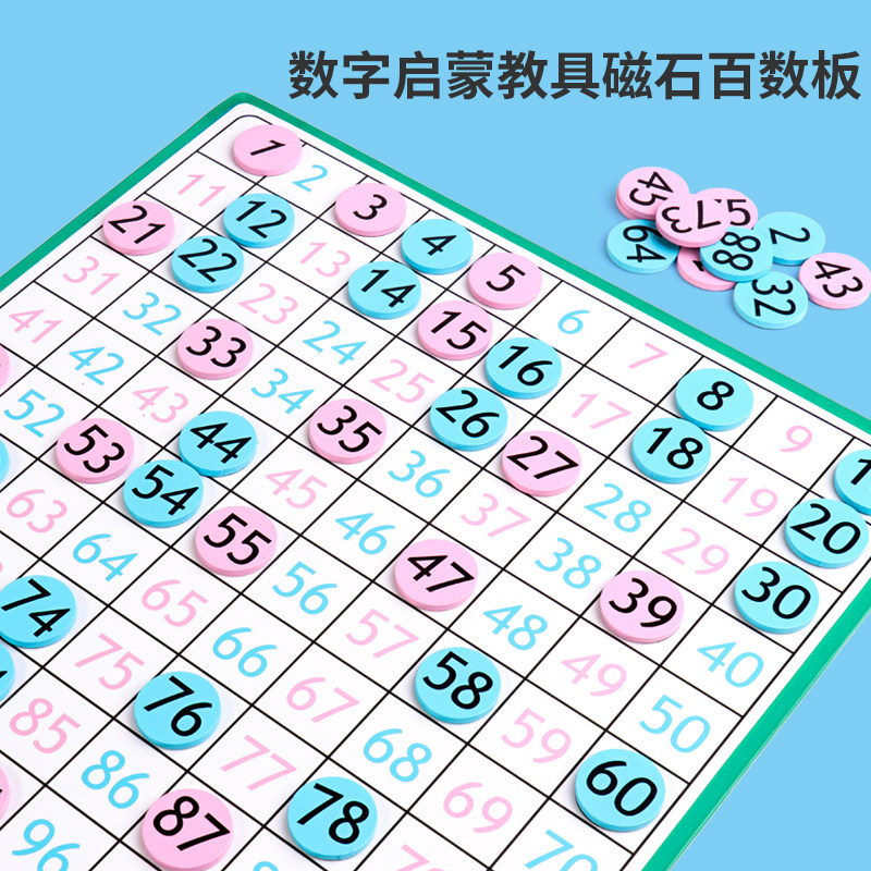 蒙氏磁性百数板1到100数字玩具小孩数学教具幼儿园教具蒙特梭利