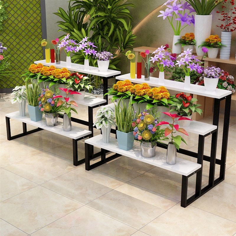 花店花架落地式置物架多层阶梯式铁艺展示架高低展示台桌流水台
