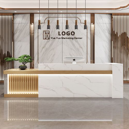 定制现代中式公司酒店前台售楼部接待台足浴养生馆吧台店铺收银台