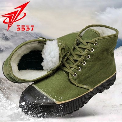 3537解放鞋男冬季高帮胶鞋户外加绒加厚保暖劳保棉鞋女工地黄球鞋