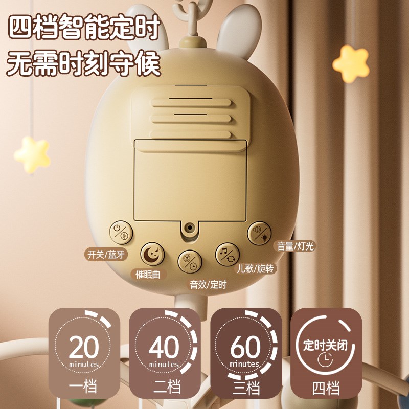 新生儿床铃婴儿玩具0到3个月宝宝床头摇铃旋转音乐悬挂式车吊挂件