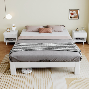 全实木榻榻米排骨架现代简约双人静音无床头矮床齐边无靠背床架子