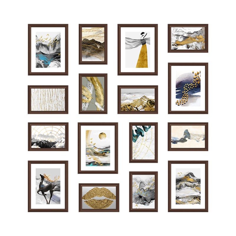 餐厅卧室玄关小墙面照片墙实木相框挂墙组合背景装饰洗照片免打孔