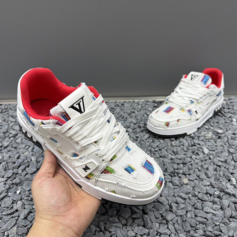 男鞋2025夏季休闲鞋男士大码透气运动鞋防滑时尚百搭男款潮流板鞋