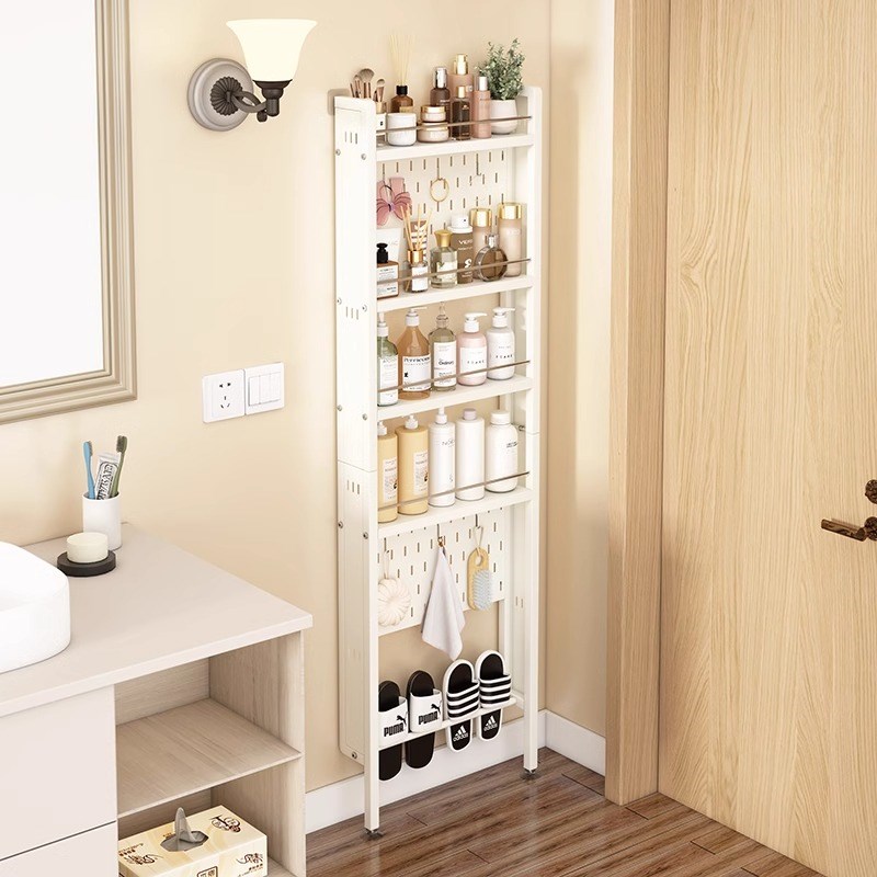 洞洞板置物架卫生间门后浴室夹缝极窄落地多层免打孔储物架收纳架