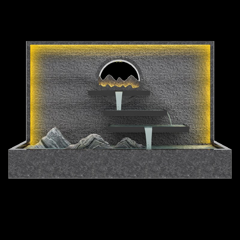 【定制】花岗岩石材水幕墙庭院水景造景鱼池背景墙玄关流水屏风