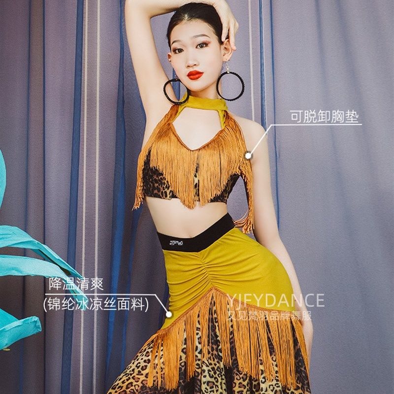 梵羽【迷之d挪威】拉丁舞练功服多巴胺表演套装国标舞流苏裙ADL66