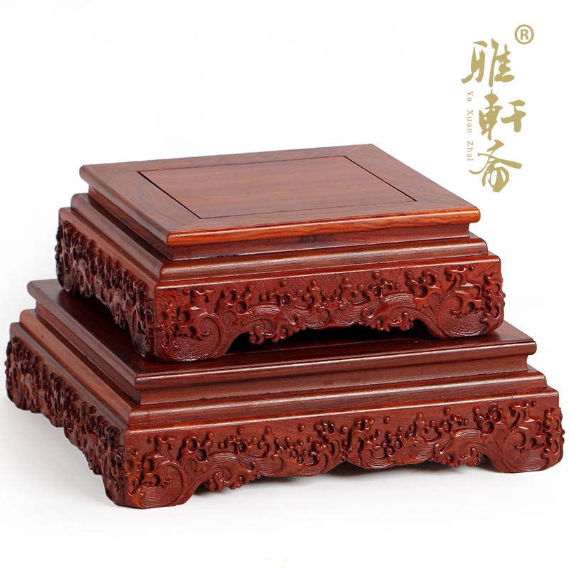 奇石底座 花盆底k座 工艺品底座 花瓶底座实木底座 正方红檀木底