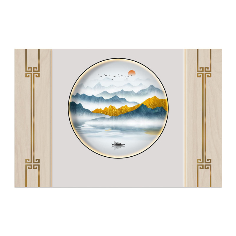 现代电视背景墙纸中式意境仙鹤8d壁纸客厅L沙发墙布样板间茶室壁