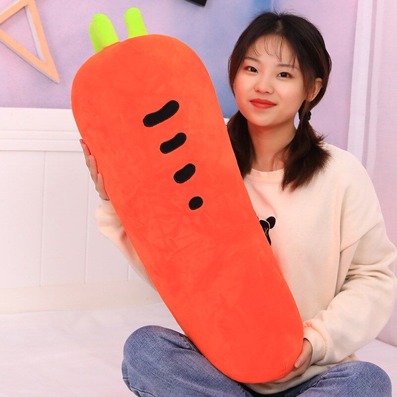 软体大胡萝卜抱枕可爱毛绒玩具床上抱着睡觉长条枕V头女生夹腿玩