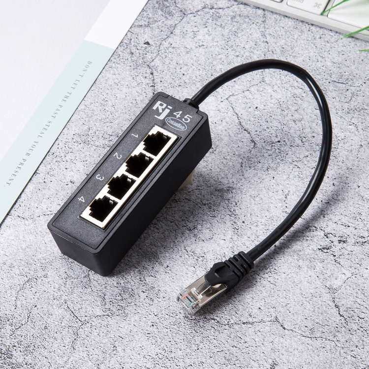 网络一分四分线器RJ45八芯网线网络延长器高品R质网口一分四转换