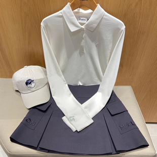 女golf工装 韩国高尔夫女装 休闲运动透气polo衫 2025春秋新款 裙 套装