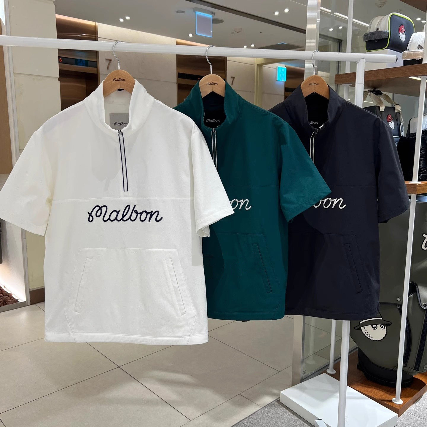 韩国高尔夫球服男士半拉链立领短袖套头衫夏季golf运动速干上衣