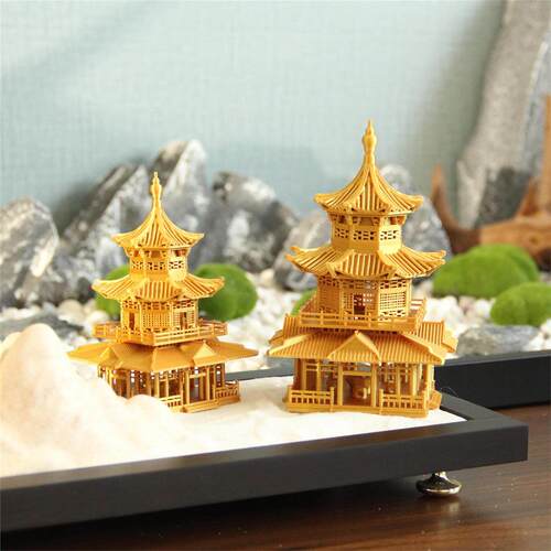 月影楼古风建筑鱼缸假山盆景微景观造景装饰家居水陆缸摆件