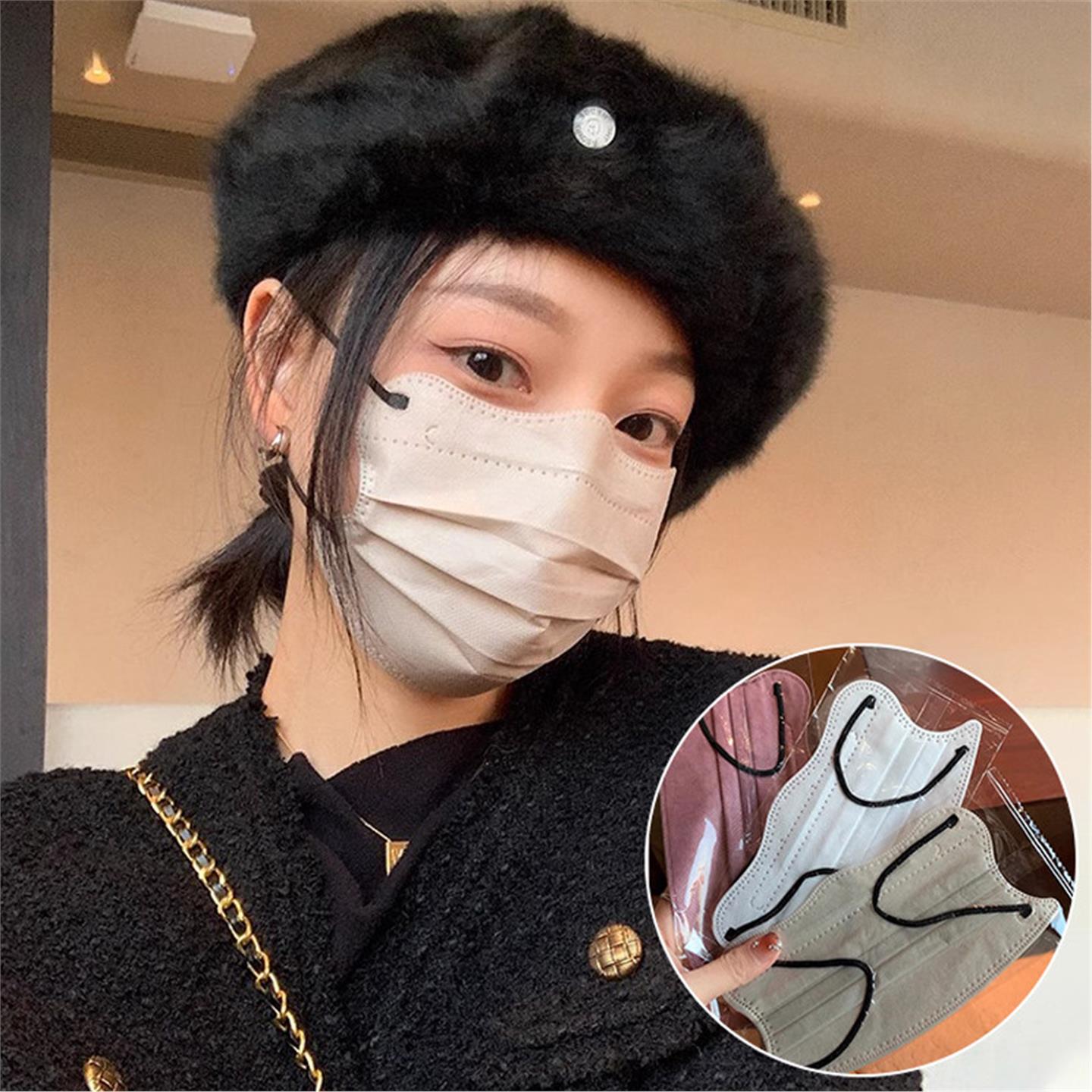 蝴蝶型口罩女高颜值2026新款春夏季蝶形波浪薄款透气女生防尘夏天