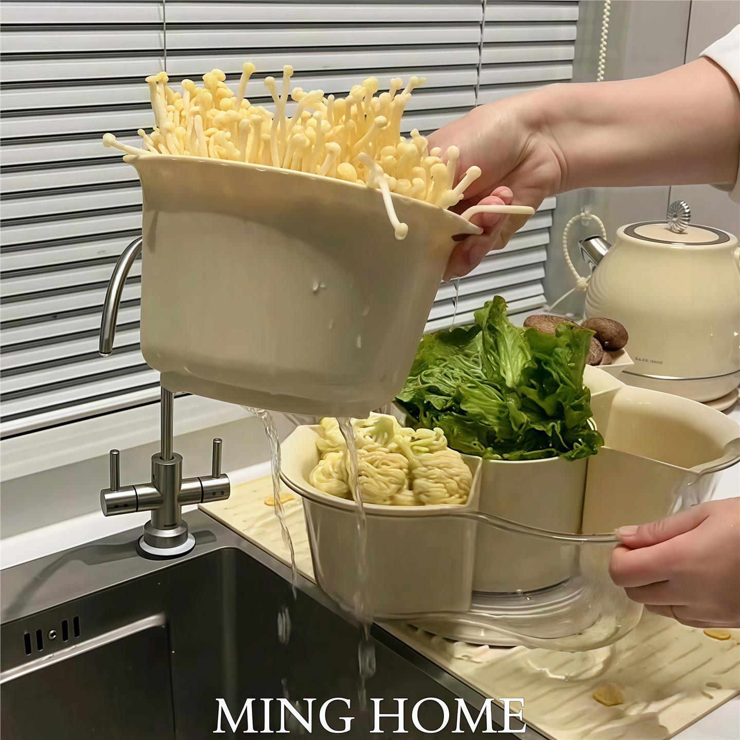 食材置物架高颜值家用吃火锅聚餐可旋转备菜冬季收纳