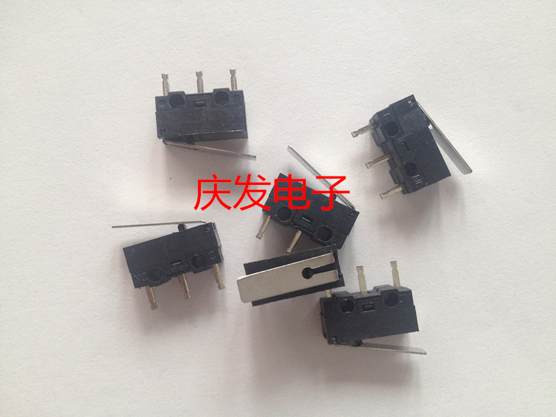 鼠标开关双飞燕微软罗技常用按键长方形微动开关3脚轻触开关黑色