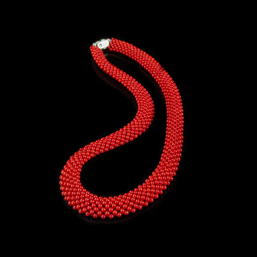 俏丽纯天然沙丁红珊瑚项链