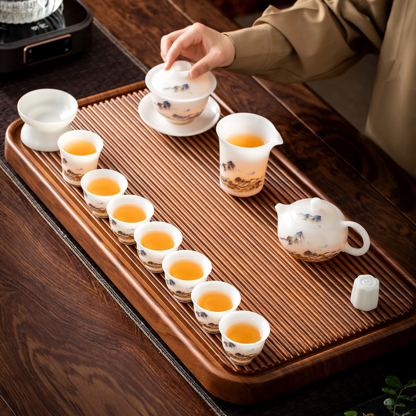 石茗堂千里江山陶瓷茶具套装礼盒