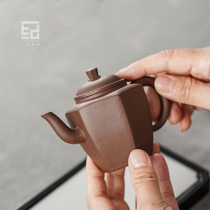 一纪 手工正宗宜兴一厂老紫砂壶六方壶 名家功夫泡茶壶原矿老紫泥