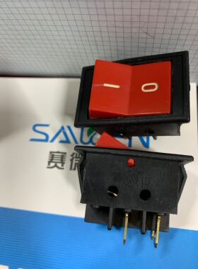 罗山船型开关砂轮机台钻开关红色不带灯6A 220V HJ3-10/2 40*26mm