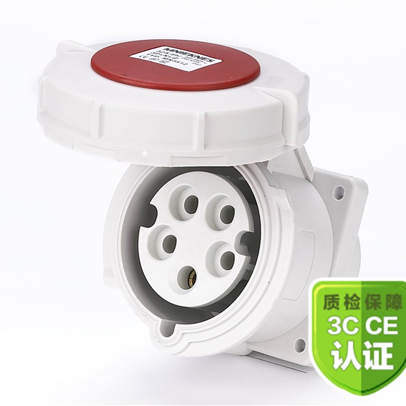 国曼电气5孔工业插座5P/16A 32A 63A暗装直座380V 欧标防水 ip67