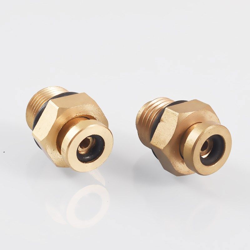 全铜平头喇叭口O型圈气涨轴充气嘴 铜芯气胀轴充气嘴配件防爆