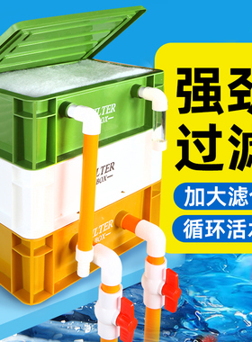 鱼缸过滤器周转箱过滤滴流盒净水循环系统鱼池上滤增氧三合一外置