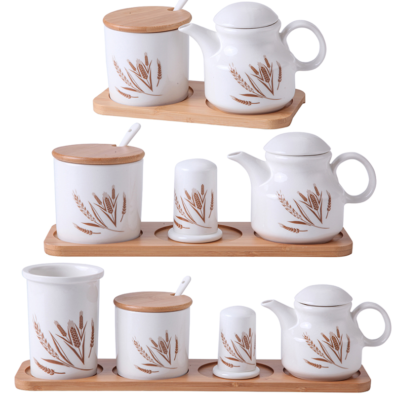 厨房用品陶瓷油壶调味罐套装 调料盒佐料瓶盐糖罐辣椒酱油壶醋壶